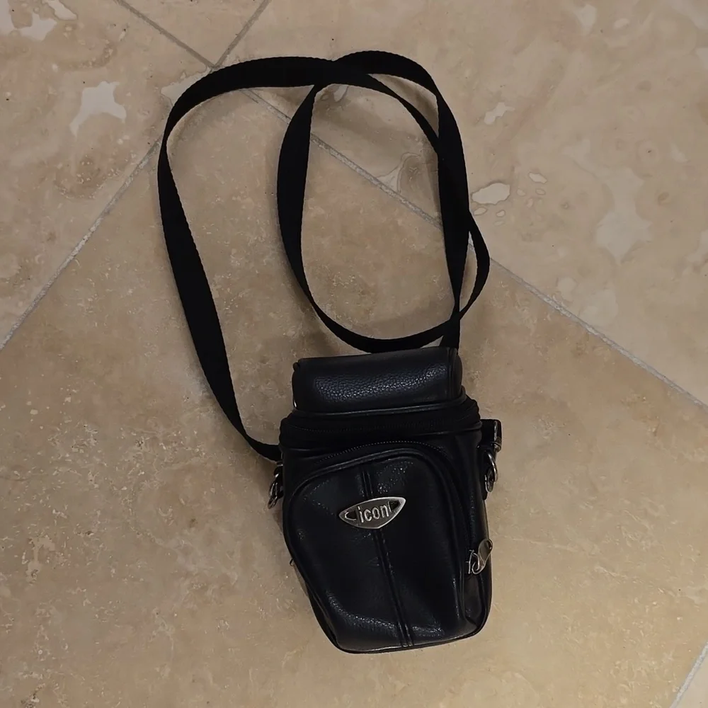 C Icon Black Faux Leather Camera Bag With Strap, Bag & Strap ONLY